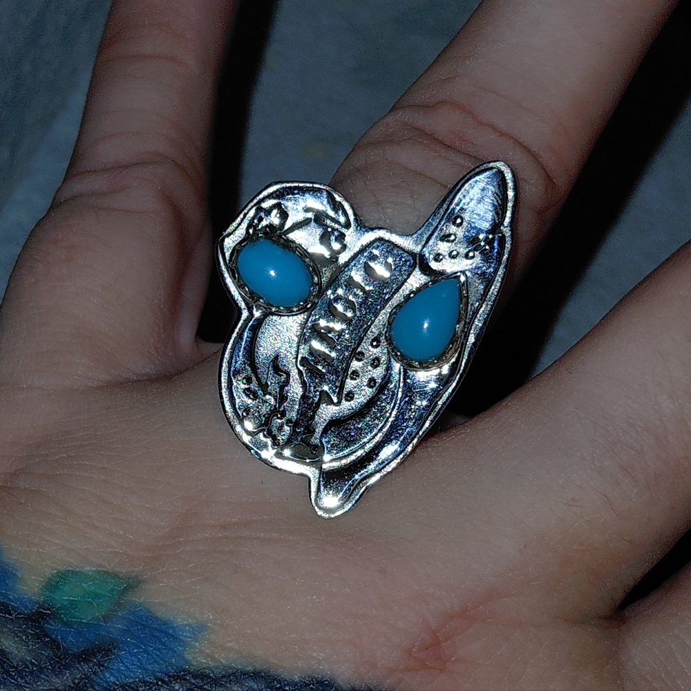Magic Wizard Witch Hat Turquoise Sterling Silver Ring - Picture 5 of 9